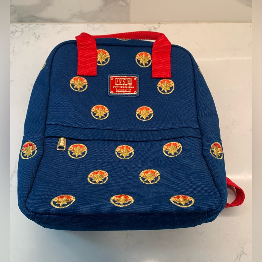 NWOT Loungefly x Marvel Navy Backpack with Red Handles